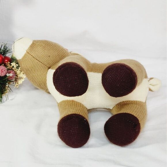 Dan Dee Clarice Reindeer Christmas Plush 11" Knit Stuffed Animal Red White Bow - Picture 7 of 9